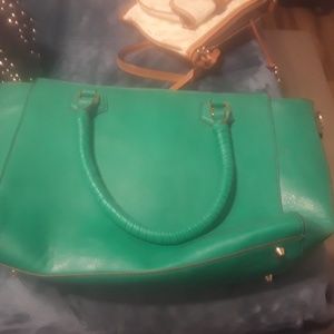 Used Justfab green leather huge purse